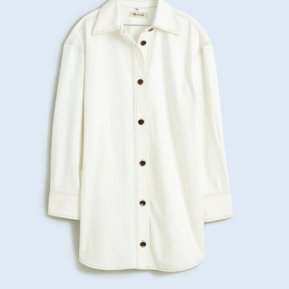 NWOT Madewell Denim Oversized White Mini Shirtdress